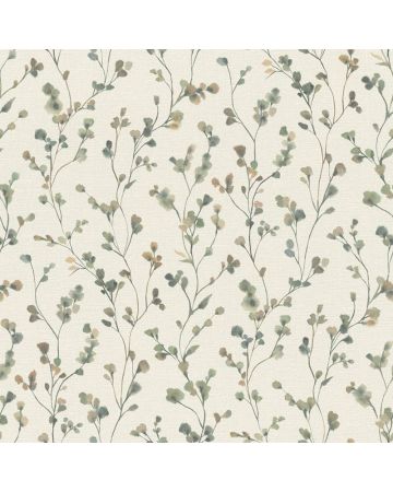 Papel pintado flores verde marrón beige 012gHAR