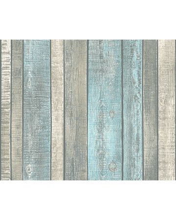 Papel pintado tablas madera azul gris marrón 31993g2gELE