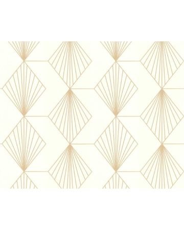 Papel pintado geométrico beige dorado 367101gFRE