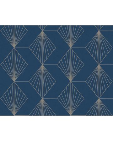 Papel pintado geométrico azul dorado 367102gFRE