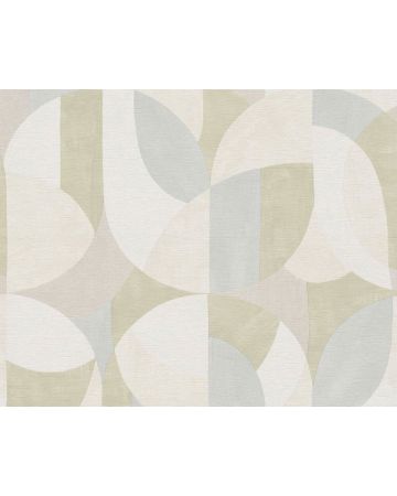 Papel pintado geométrico azul beige blanco 399324gFRE